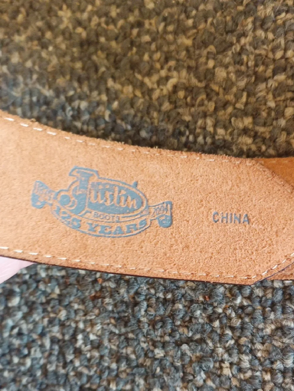 Justin Boots Tooled Brown Leather Western Belt with Silver Buckle Size 36